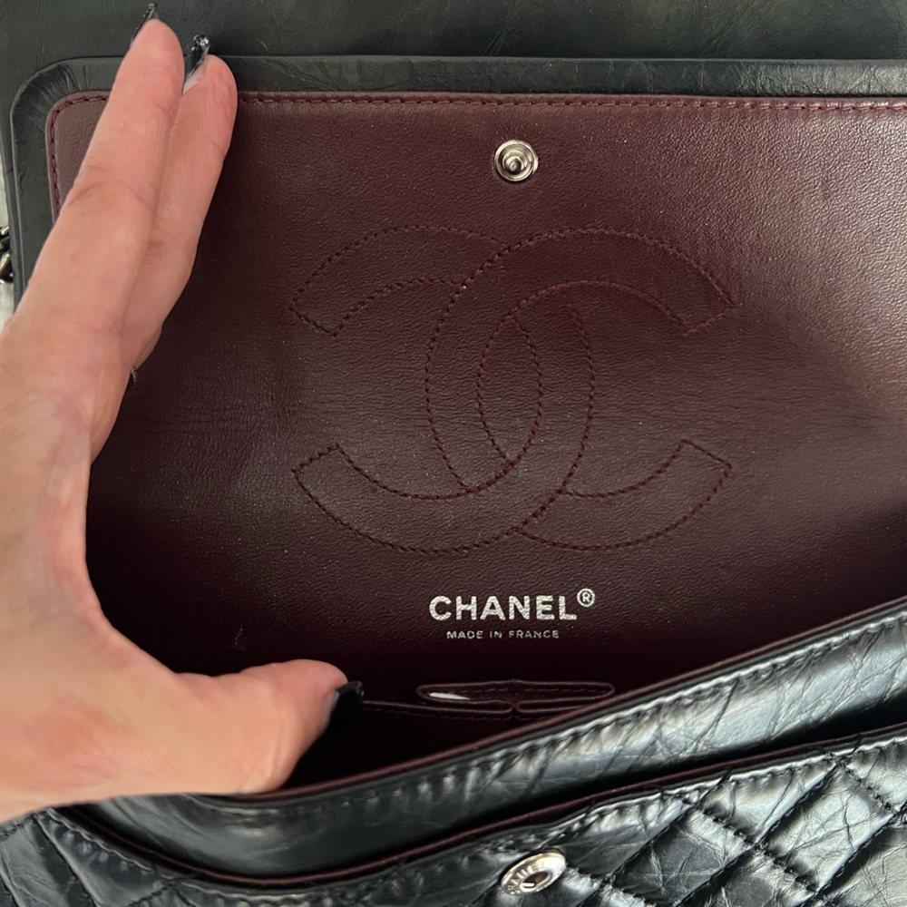 CHANEL Lucky Charms 2.55 225 Black Reissue Classic Flap w/Pearl/Strass FULL SET - Picture 13 of 14